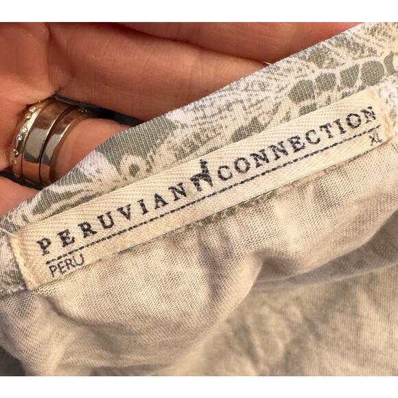 PERUVIAN CONNECTION 100% Pima Cotton Mandala Floral Print‎ Tee Size XL - Picture 4 of 6